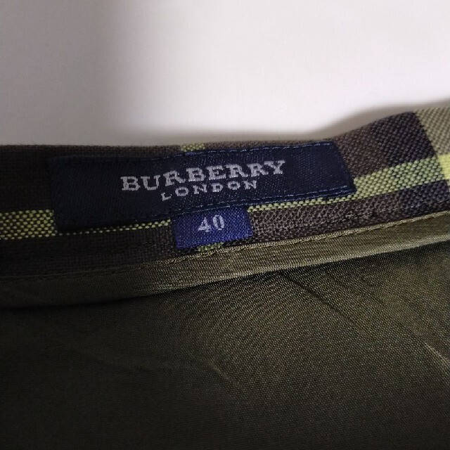 BURBERRY(バーバリー)のバーバリーロンドン　ボックスプリーツ　チェックスカートート　40  グリーン レディースのスカート(ひざ丈スカート)の商品写真