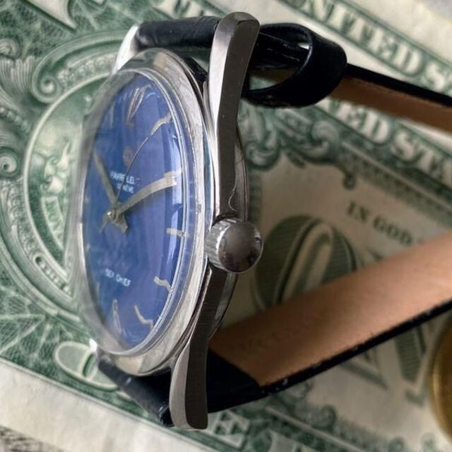 【レトロなデザイン】ファーブルルーバ  メンズ腕時計  ブルー  手巻き メンズの時計(腕時計(アナログ))の商品写真