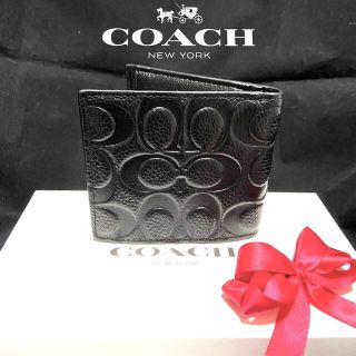 コーチ(COACH)のギフト⭕️ コーチ 財布 本革シグネチャー 二つ折り ミニマル レア希少品(折り財布)