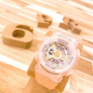 ベビージー(Baby-G)の美品【カシオ】ベビージー腕時計シーグラスカラーズBA-110SC ピンク×透明(腕時計)