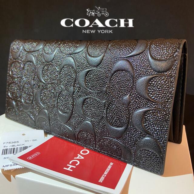 COACH(コーチ)のギフト⭕️ コーチ スリム  長財布 エンボスドシグネチャー ブラック メンズのファッション小物(長財布)の商品写真