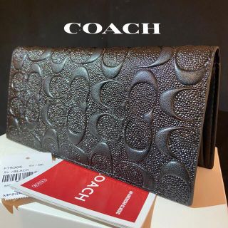 コーチ(COACH)のギフト⭕️ コーチ スリム  長財布 エンボスドシグネチャー ブラック(長財布)