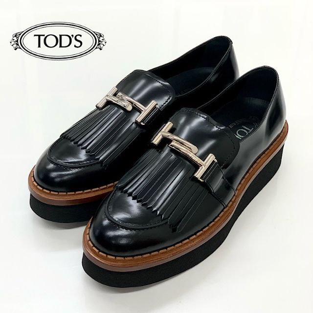 TOD'S - 4683 未使用 トッズ レザー フリンジ 厚底 ローファー ...