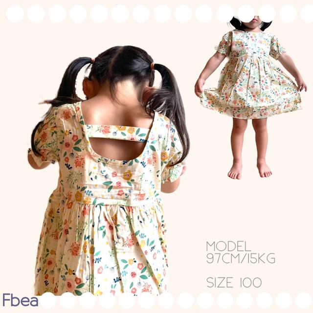 120cm 背中あき花柄ワンピース キッズ/ベビー/マタニティのキッズ服女の子用(90cm~)(ワンピース)の商品写真