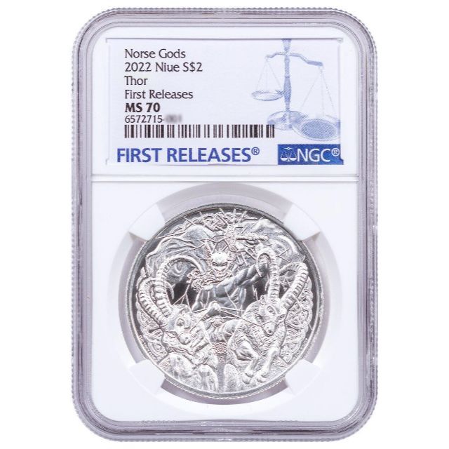2022年 ニウエ 北欧神話の神トール 1オンス銀貨 NGC MS70 FR 売れ筋