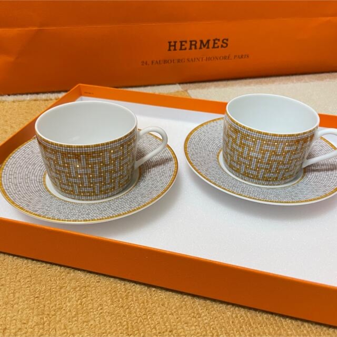 Hermes - 新品】エルメスHERMES モザイク ペアsetコーヒーティーカップ