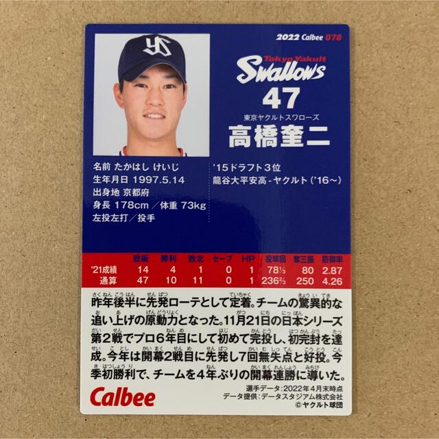 2022プロ野球チップス・第2弾 東京ヤクルトスワローズ 高橋奎二