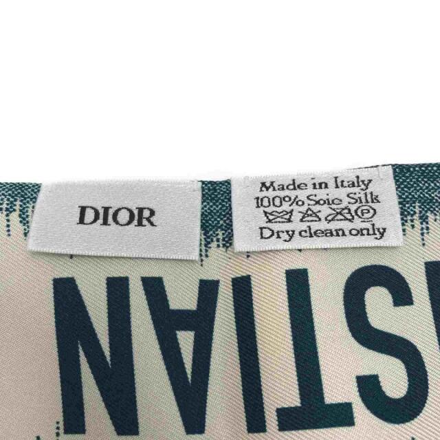 Christian Dior(クリスチャンディオール)の☆☆Christian Dior クリスチャンディオール ミッツァ D-STRIPES リボンスカーフ グリーン×アイボリー シルク100％ 箱有 レディースのファッション小物(バンダナ/スカーフ)の商品写真