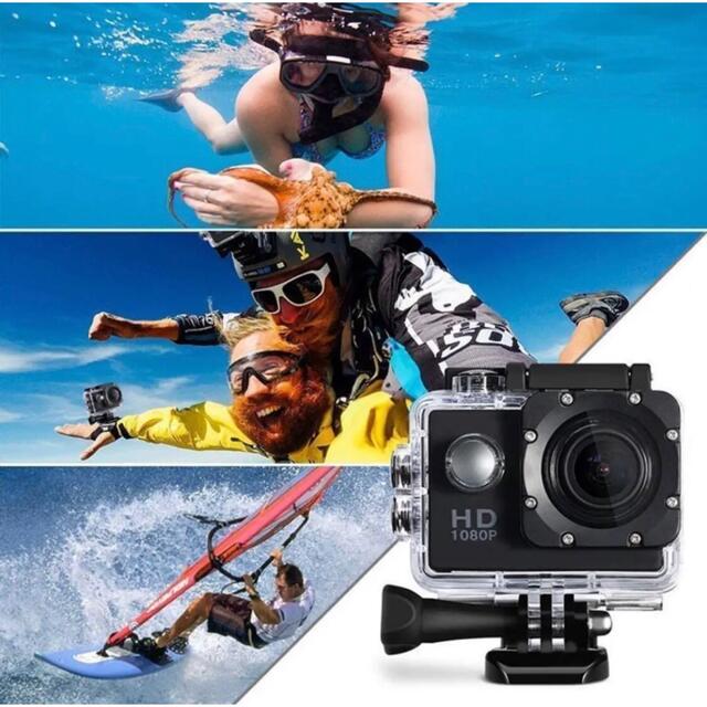 アクションカメラ スポーツ ミニ カメラ HD アクセサリー 付き 高画質 防水 スマホ/家電/カメラのカメラ(ビデオカメラ)の商品写真
