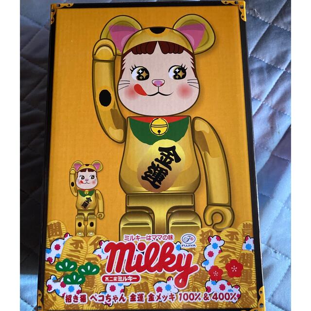 BE@RBRICK 招き猫 ペコちゃん 金運 金メッキ 100% & 400%