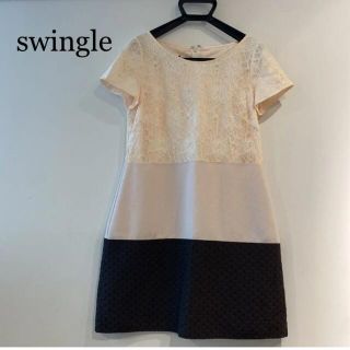 スウィングル(Swingle)のswingle 半袖ワンピース 美品(ひざ丈ワンピース)