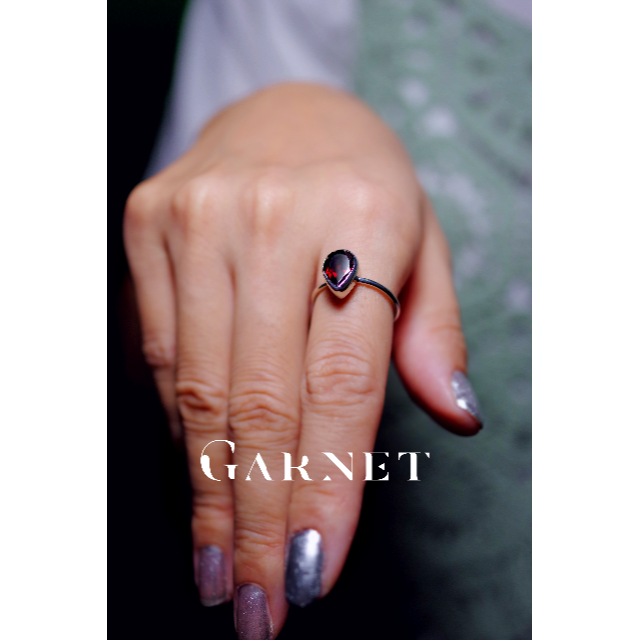 新作☆『Garnet』☆の世界でひとつの天然石リングsv925 + rodium レディースのアクセサリー(リング(指輪))の商品写真