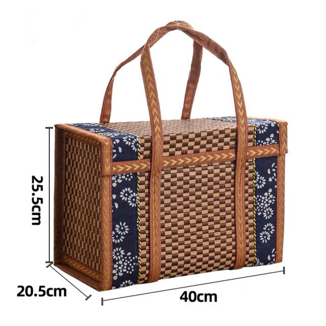 手作り竹編み竹製品収納ボックス．Mサイズ新品 6
