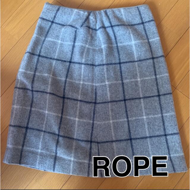 ROPE’(ロペ)の美品 36 ROPE 台形 ひざ丈スカート チェック グレー レディースのスカート(ひざ丈スカート)の商品写真