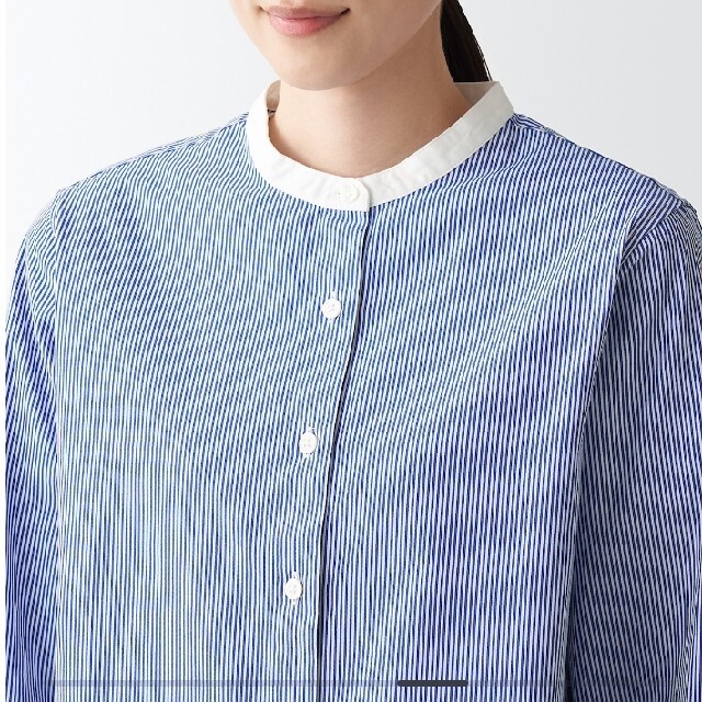 無印良品 洗いざらしブロードスタンドカラーシャツ レディースのトップス(シャツ/ブラウス(長袖/七分))の商品写真