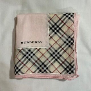 バーバリー(BURBERRY)のバーバリー　ハンカチ　中古品　ピンクxクリームチェック　#2189(ハンカチ)