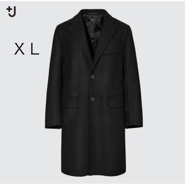 UNIQLO(ユニクロ)のユニクロ +J ウールブレンドチェスターコート　21aw新作　ブラック　ＸＬ メンズのジャケット/アウター(チェスターコート)の商品写真