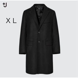 ユニクロ(UNIQLO)のユニクロ +J ウールブレンドチェスターコート　21aw新作　ブラック　ＸＬ(チェスターコート)