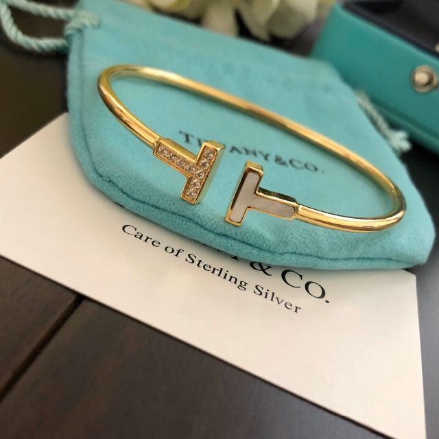 美品 Tiffany&Co Tワイヤーブレスレット ミディアム umbandung.ac.id