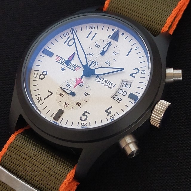 vkクロノ搭載!!新品】トップガン仕様 SEIKO製ムーブ 高硬度クリスタル