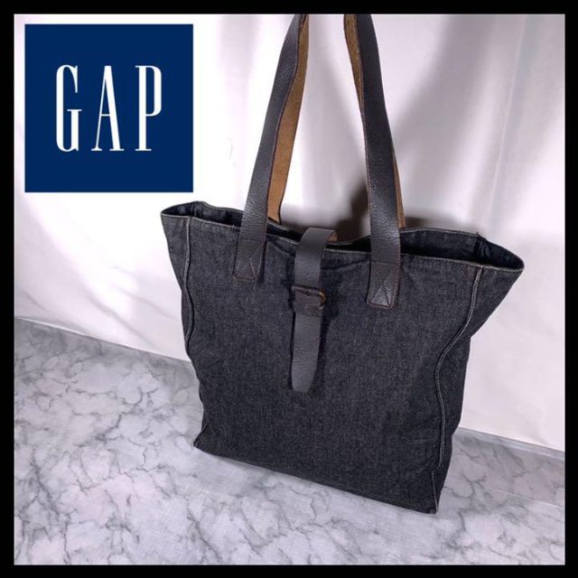 GAP(ギャップ)のOLD GAP オールドギャップ ブラックデニム 本革 トートバッグ 大容量 メンズのバッグ(トートバッグ)の商品写真