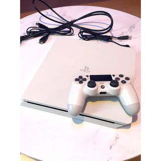 プレイステーション4(PlayStation4)のPS4 slim 美品 本体 CUH-2100A　グレイシャーホワイト(家庭用ゲーム機本体)