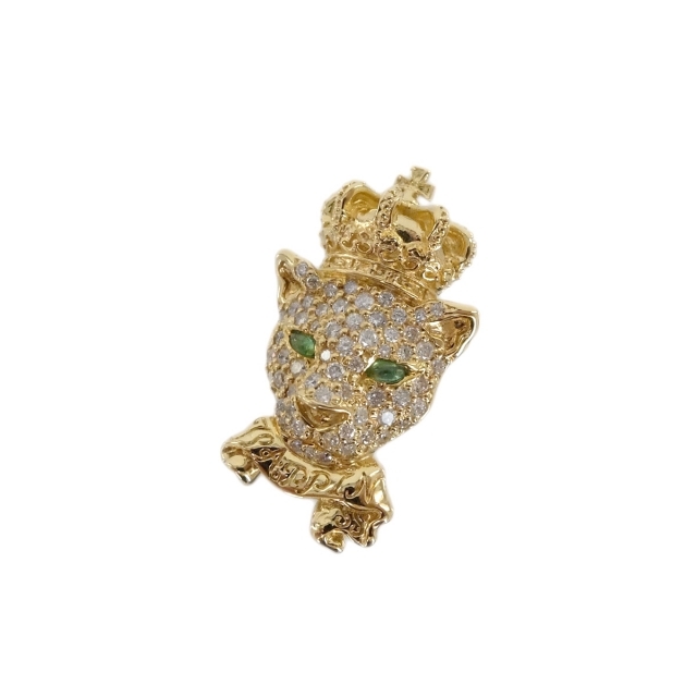 ジャスティンデイビス ペンダントトップ MEOW レオパード ペンダントトップ 18K×ダイヤモンド×エメラルド ゴールド