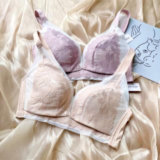 新品 ✿ 2枚組 かわいいマタニティブラ 授乳ブラ ノンワイヤー 肩ストラップ(マタニティ下着)