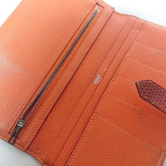 Hermes - HERMES ベアン リザード 長財布 シルバー金具の通販 by