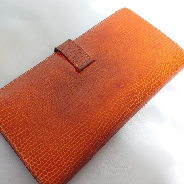 Hermes - HERMES ベアン リザード 長財布 シルバー金具の通販 by
