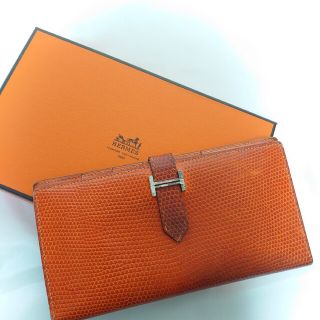 エルメス(Hermes)のHERMES ベアン リザード 長財布 シルバー金具(長財布)