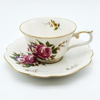 ノリタケ(Noritake)のノリタケ スタジオコレクション 花柄 ピンクフラワー 金彩 カップ＆ソーサー(グラス/カップ)