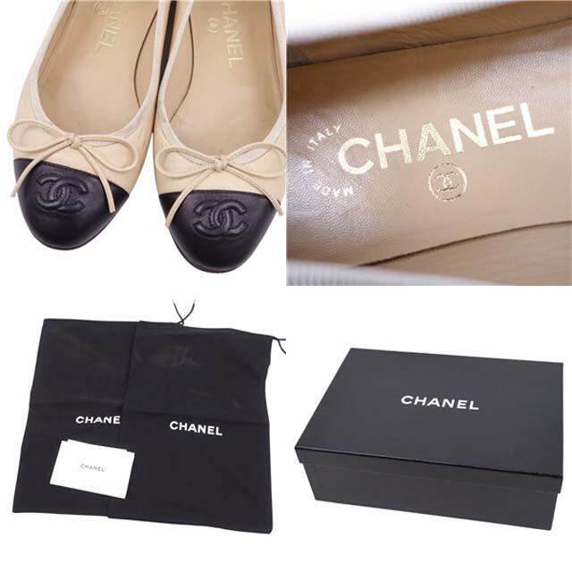 CHANEL(シャネル)のシャネル パンプス 18P ココマーク フラット シューズ バイカラー 34.5 レディースの靴/シューズ(ハイヒール/パンプス)の商品写真