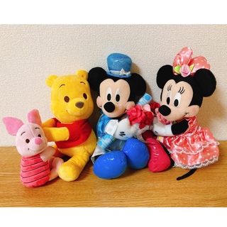 ディズニー(Disney)のミッキー&ミニー　クマのプーさん&ピグレット　ぬいぐるみ(ぬいぐるみ)