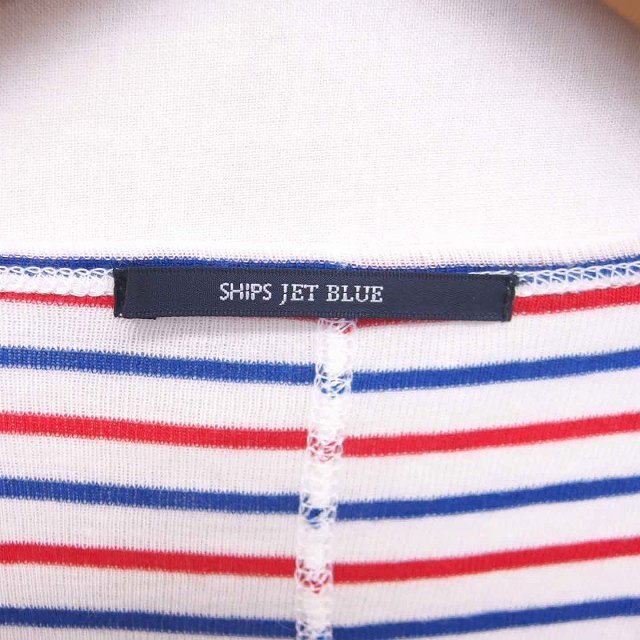 SHIPS JET BLUE(シップスジェットブルー)のシップスジェットブルー カットソー Tシャツ ボーダー 丸首 長袖 M 青 赤 レディースのトップス(カットソー(長袖/七分))の商品写真