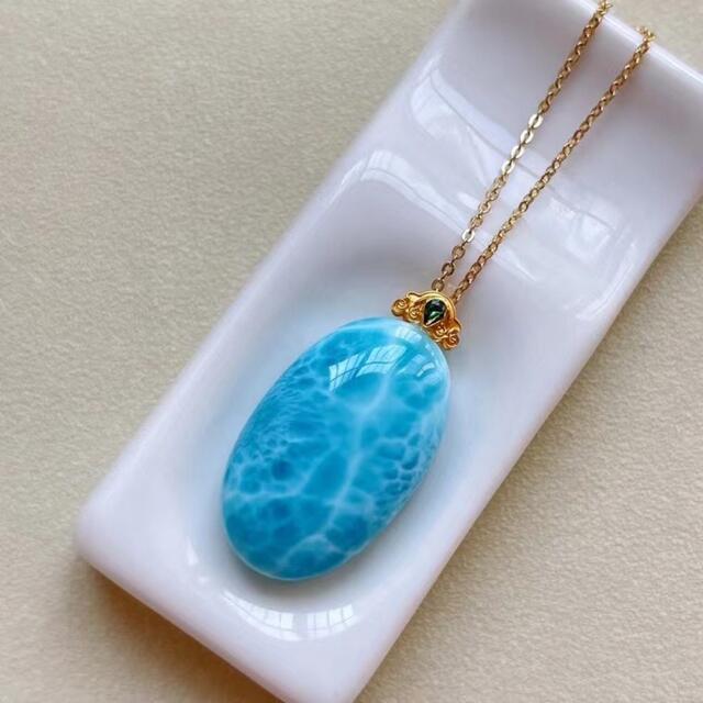 ⭐︎【天然】ラリマー ペンダントトップ k18 5.9g-