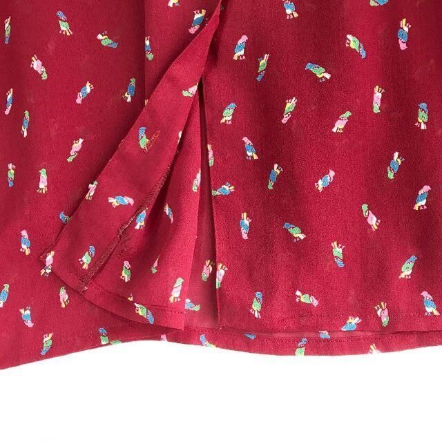 日本製 匿名配送 送料無料 一点物 希少 総柄 バード柄 ポリシャツ ブラウス レディースのトップス(シャツ/ブラウス(長袖/七分))の商品写真