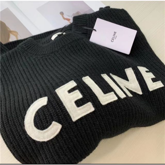 買う CELINE ニット セーター シアー フィービー期 M 伸縮 ネイビー