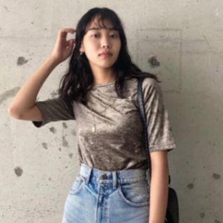 マウジー(moussy)のMOUSSY soft velor tops ベロアトップス(Tシャツ(半袖/袖なし))