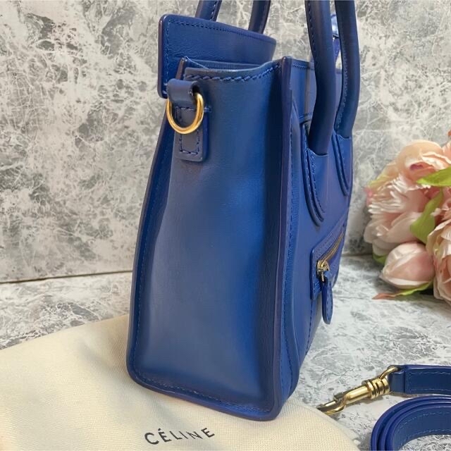 CELINE✩.*˚ ラゲージ ナノ ショッパーショルダーバッグ レザー ブルー