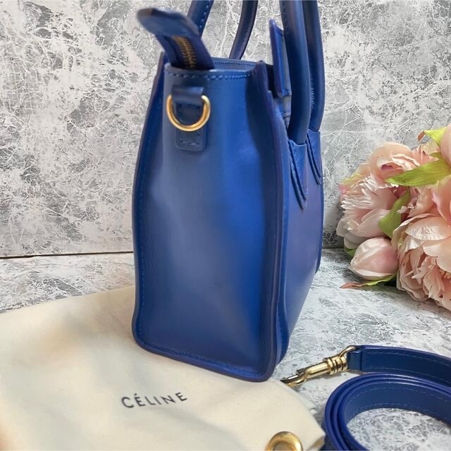 CELINE✩.*˚ ラゲージ ナノ ショッパーショルダーバッグ レザー ブルー