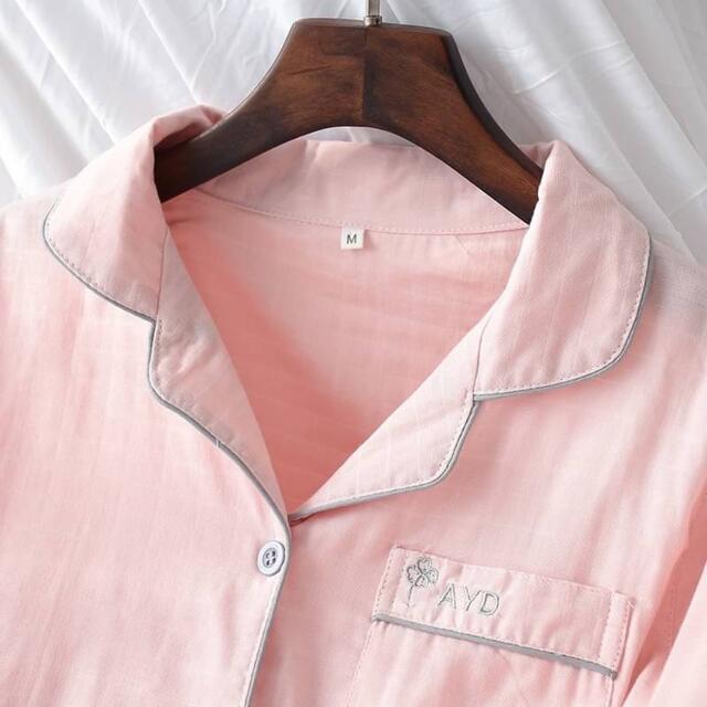 パープル色とピンク色セット　レディース 綿麻 無地 パジャマ  レディースのルームウェア/パジャマ(パジャマ)の商品写真