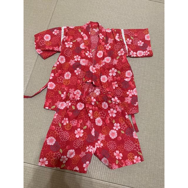 甚兵衛　赤　90サイズ キッズ/ベビー/マタニティのキッズ服女の子用(90cm~)(甚平/浴衣)の商品写真