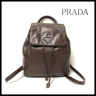 プラダ(PRADA)の【美品】PRADA プラダ　リュックサック　レザー　巾着型　ヴィンテージ(リュック/バックパック)