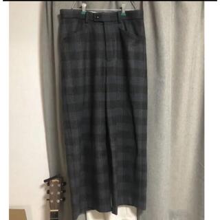 サンシー(SUNSEA)のURU 19aw wool check wide pants GRAY(スラックス)