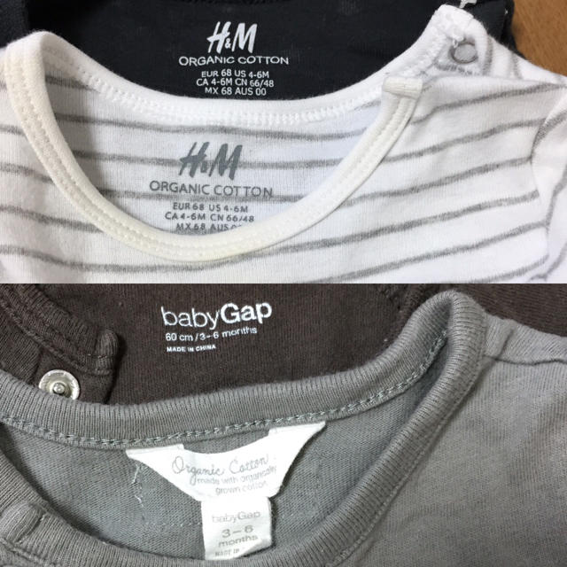 babyGAP(ベビーギャップ)のGAP H&M ロンパース4枚セット 60size キッズ/ベビー/マタニティのベビー服(~85cm)(ロンパース)の商品写真