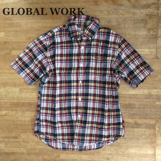 グローバルワーク(GLOBAL WORK)の半袖チェックシャツメンズGLOBAL WORK Mサイズ(シャツ)