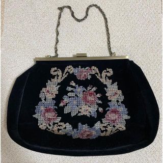 アンアナザーアンジェラス(an another angelus)のフラワー刺繍ベロア地ハンドバッグ　an3 フィント　Fi.n.t(ハンドバッグ)