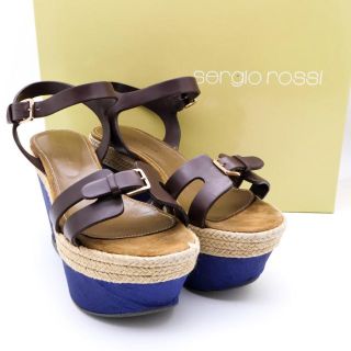 セルジオロッシ(Sergio Rossi)の《希少》sergio rossi サンダル ブラウン 厚底 メッシュ 22.5(サンダル)