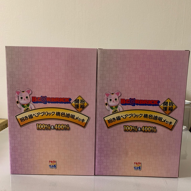 BE@RBRICK 招き猫 桃色透明メッキ 400% 100% エンタメ/ホビー